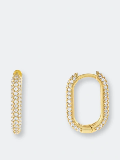 Adinas Jewels By Adina Eden Mini Pavé Oval Huggie Earring In Gold