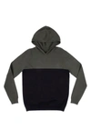 X-ray Colorblock Hooded Sweater In Olive/ Black