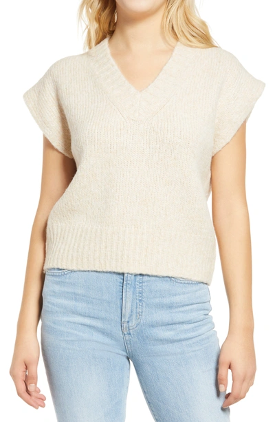 Madewell Crop Sweater Vest In Heather Powder