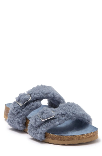 Indigo Rd Sally Faux Fur Footbed Sandal In Medium Blue