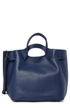 Markese Leather Top Handle Tote In Blue