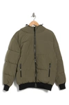 Noize Gunnar Hooded Puffer Bomber Jacket In Wasabi
