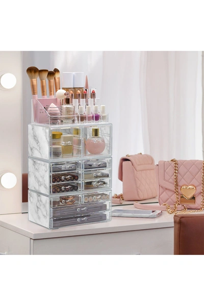 Sorbus Makeup And Jewelry Storage Case Display Set In Marble