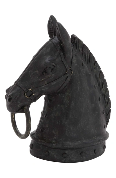 Uma Black Polystone Traditional Horse Sculpture