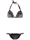Camilla Animal-print Halterneck Bikini In Schwarz