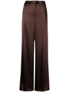 Alexander Mcqueen Satin-effect Trousers In Marrone