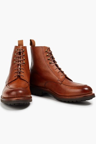 Grenson Man Sawyer Textured-leather Boots In Brown