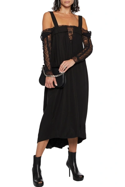 Maison Margiela Zip-detailed Cotton-twill Midi Dress In Black