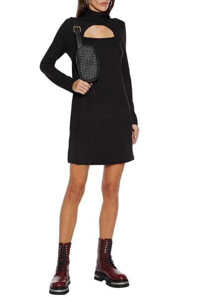 Walter Baker Harlow Cutout Ribbed-knit Mini Dress In Black