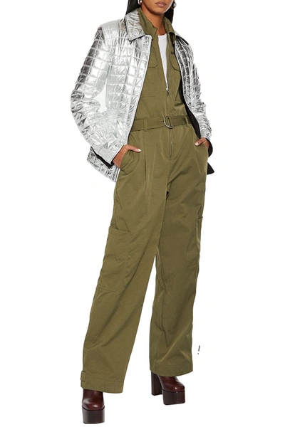 Off-white Appliquéd Quilted Metallic Cotton-blend Jacket In Silver