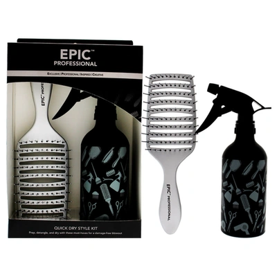 Wet Brush Epic Quick Dry Style Kit By  For Unisex - 2 Pc Kit Quick Dry Hair Brush In Silver Tone