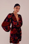 Farm Rio Crazy Mix V Neck Mini Dress In Crazy Mix