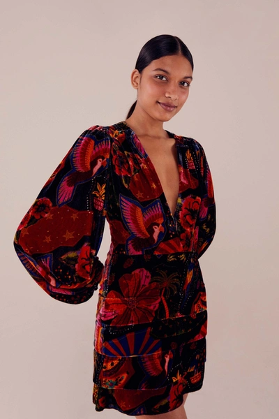 Farm Rio Crazy Mix V Neck Mini Dress