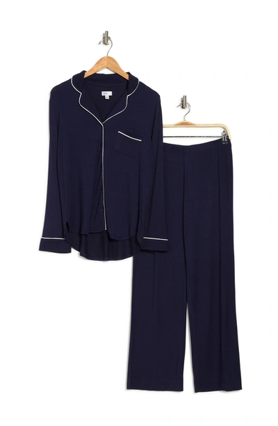 Nordstrom Rack Tranquility Long Sleeve Shirt & Pants Two-piece Pajama Set In Navy Peacoat