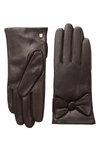 Bruno Magli Cashmere Lined Leather Bow Gloves In 200brn