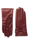 Bruno Magli Cashmere Lined Leather Bow Gloves In 601brd