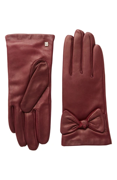Bruno Magli Cashmere Lined Leather Bow Gloves In 601brd