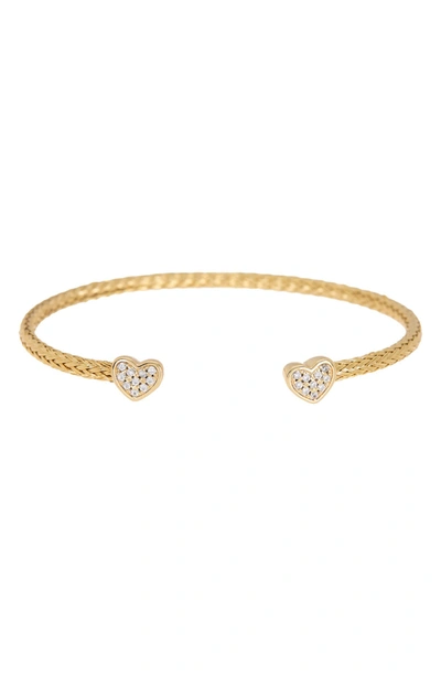 Meshmerise Cz Heart Cap Twisted Cable Bangle In Yellow