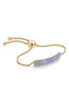 Monica Vinader Engraveable Gold Baja Facet Bracelet In Gold/ Blue Lace Agate