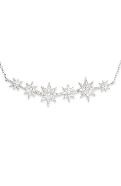 Anzie North Star Bar Pavé Necklace In White Sapphire