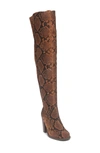 Kelsi Dagger Brooklyn Logan Snake Printed Suede Over-the-knee Boot In Espresso