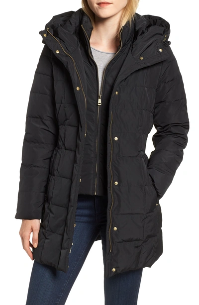 Cole Haan Signature Bib Inset Coat In Black