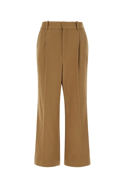 Hed Mayner Tan Wool Elongated Trousers In Beige