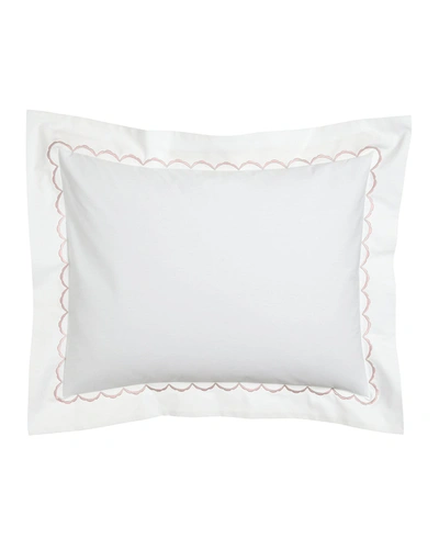 Matouk King Lanai Pique Sham In White/lagoon