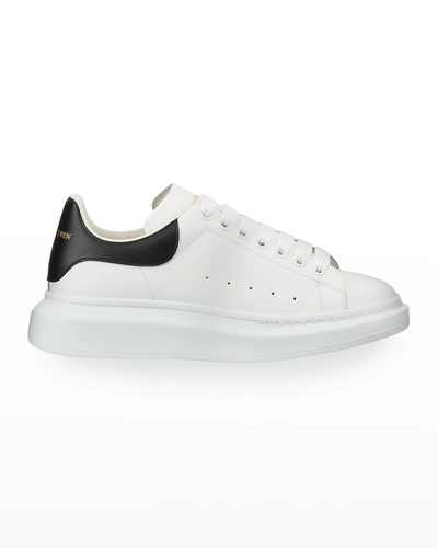 Alexander Mcqueen Men's Bicolor Leather Low-top Trainers In White/black