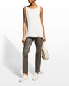 Lafayette 148 Ruthie Sleeveless High-low Hem Silk Blouse In Cloud