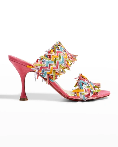 Christian Louboutin Meroine Multicolored Suede Topstitch Red Sole High-heel Sandals