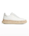Christian Louboutin Espasneak Leather Low-top Red Sole Espadrille Sneakers In Bianco/ivory