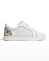 Christian Louboutin Bicolor Low-top Logo Sneakers In Bianco/ab