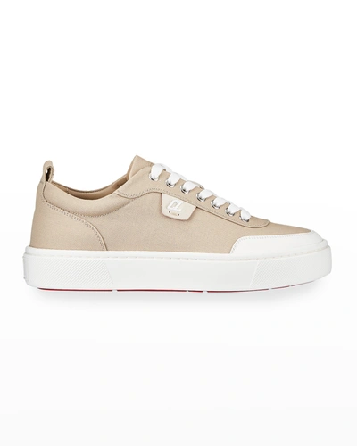 Christian Louboutin Low-top Canvas Sneakers In Bianco/beige