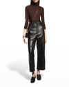 Majestic Soft Touch Long Sleeve Turtleneck In Aubergine