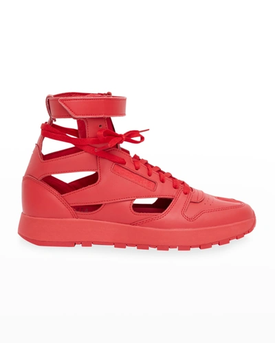 Maison Margiela Men's X Reebok Classic Leather Tabi High-top Sneakers In Fiery Red