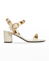 Valentino Garavani Roman Stud Ankle-strap Sandals In I16 Avorio