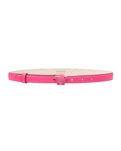 Versace La Medusa 20mm Leather Belt In Black-gold