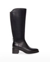 Nerogiardini Back Zipper Leather Knee Boots In Black