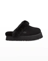 Ugg Disquette Sheepskin Platform Slippers In Black