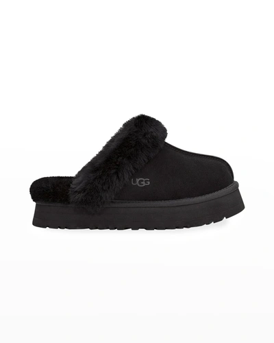 UGG DISQUETTE SUEDE & SHEARLING PLATFORM SLIPPERS,PROD245110341