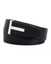 Tom Ford Men's Signature T Reversible Leather Belt In Brown And Black