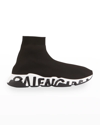Balenciaga Speed Stretch-knit High-top Sock Trainer In Blk Wht Blk