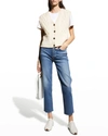 Re/done High-rise Stovepipe Jeans With Raw-edge Hem In Mid90s