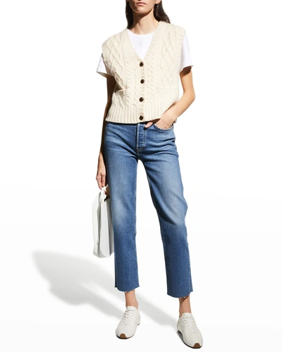 Re/done High-rise Stovepipe Jeans With Raw-edge Hem In Mid90s