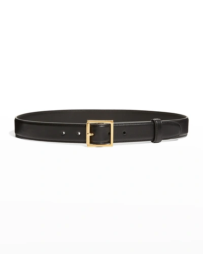 The Row Square Buckle Belt In Black Shg