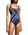 Gottex Mirage Chevron One-piece Swimsuit In Black