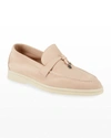 Loro Piana Summer Charms Walk Suede Loafers In Pink Sand