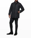 Norwegian Wool Slim-fit Hooded Wool Down Car Coat In Black