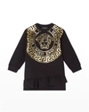 Versace Kids' Girl's Metallic Medusa Logo Sweater Dress In Fucsia Gold